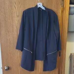 Lane Bryant Navy Blazer with Zipper Accents